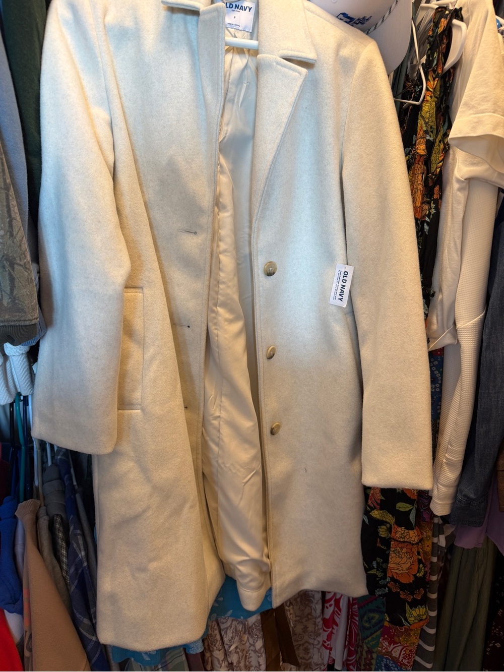 Old Navy Cream Wool-Blend Pea Coat